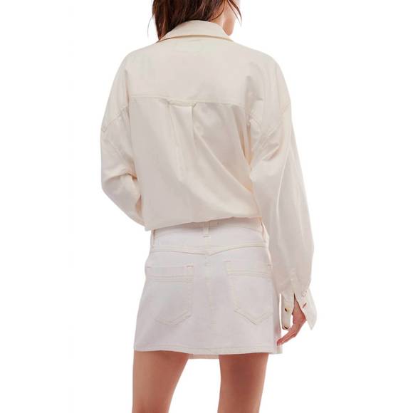 NEW FREE PEOPLE wynne denim skirt in bright white - Picture 3 of 3